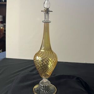 Elegant Vintage Gold Glass Perfume Decanter